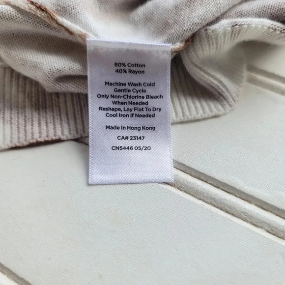 Talbots Women's Brown White Print Knit Stretch Sleeveless Shirt Top Sweater Sz L - Picture 10 of 10